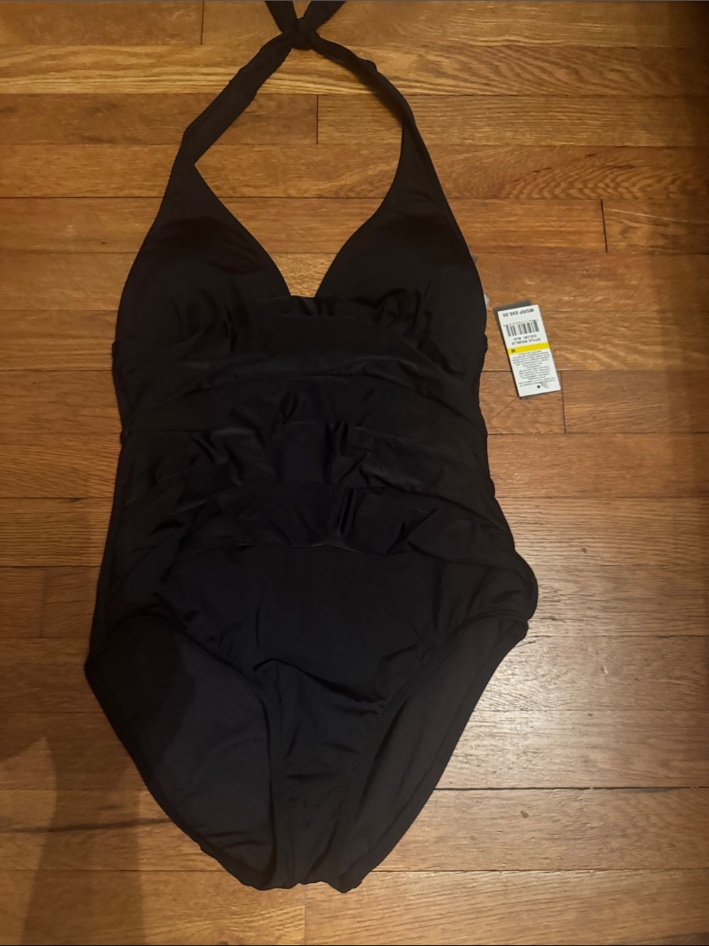 Michael Kors Black Halter One-Piece Swimsuit